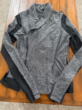 Gray Marled Asymmetrical Zip Sweater Jacket